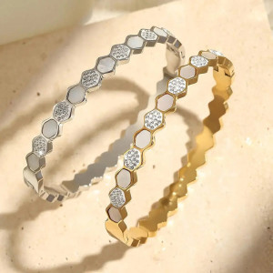 Chic Honeycomb Bee Bracelet | Gold & Silver Crystal Jewelry
