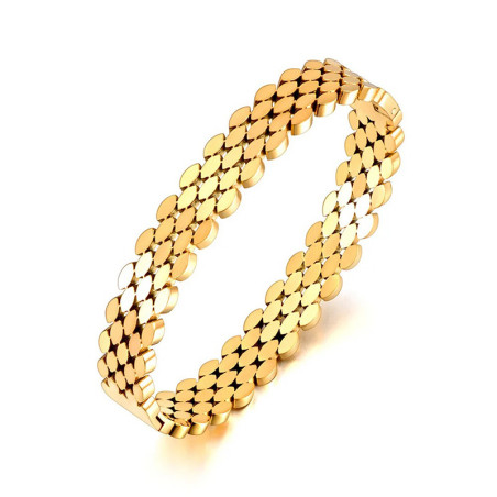 Solar Scale Bee Bracelet | Modern Gold Bee Jewelry Gift