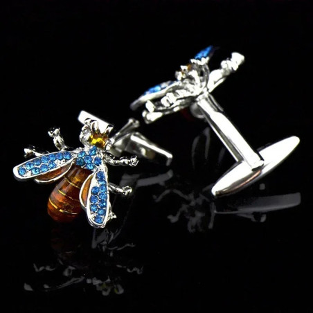 Crystal & Amber Bee Cufflinks | Unique Men's Accessory Gift
