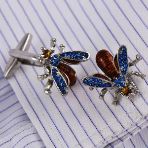 Crystal & Amber Bee Cufflinks | Unique Men's Accessory Gift
