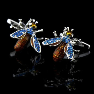 Crystal & Amber Bee Cufflinks | Unique Men's Accessory Gift