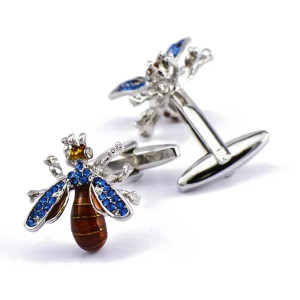 Crystal & Amber Bee Cufflinks | Unique Men's Accessory Gift