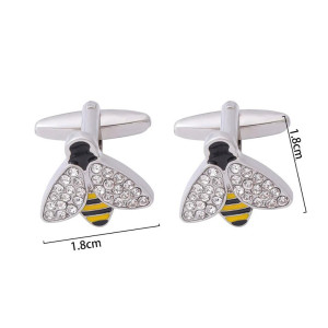Chic Crystal Bee Cufflinks | Elegant Striped Men's Jewelry