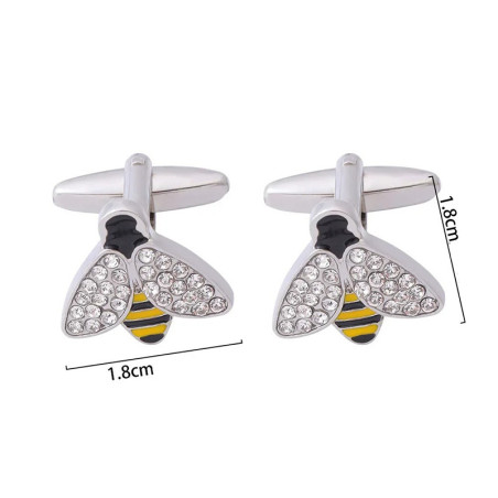 Chic Crystal Bee Cufflinks | Elegant Striped Men's Jewelry