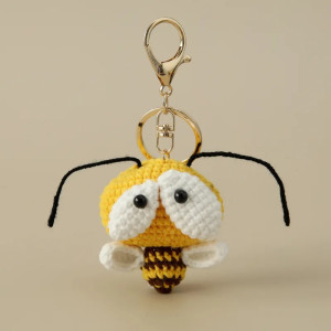 Cute Crochet Bee Keychain with Big Eyes - Unique Handmade Gift