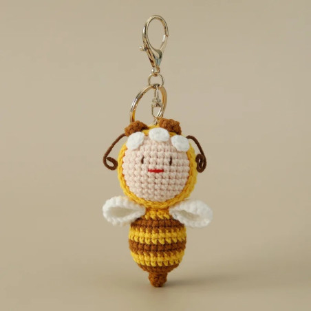 Handmade Crochet Queen Bee Keychain - Cute Bee Lover Gift