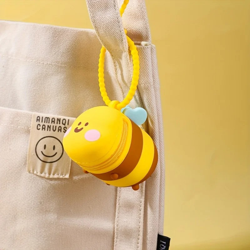 Cute Bee Coin Purse Keychain | Silicone "Mimi Bee-Smile" Gift