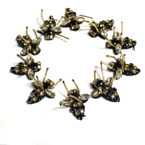 10-Piece Golden Bee Patch Set | Cute Rhinestone Appliques