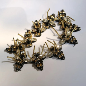10-Piece Golden Bee Patch Set | Cute Rhinestone Appliques