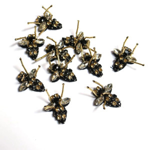 10-Piece Golden Bee Patch Set | Cute Rhinestone Appliques