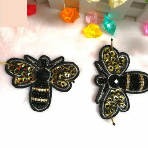 Gold Rhinestone Bee Patch | Cute Sew-On Appliqué for DIY
