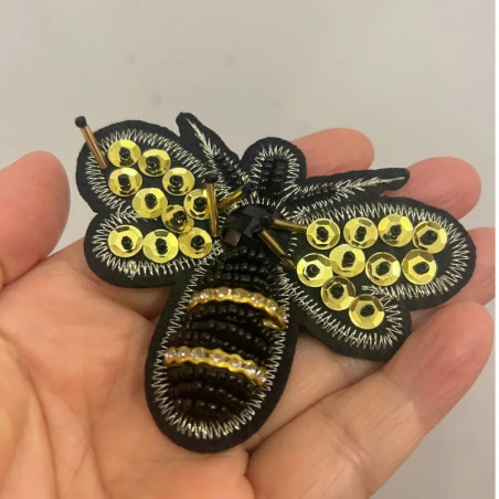 Gold Rhinestone Bee Patch | Cute Sew-On Appliqué for DIY
