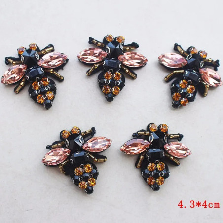 Cute Pink Rhinestone Bee Patch for DIY Sewing | Set of 5