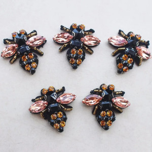 Cute Pink Rhinestone Bee Patch for DIY Sewing | Set of 5