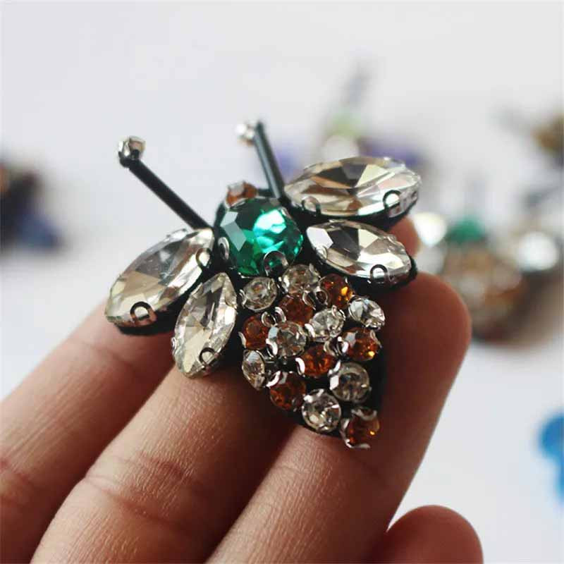 Rhinestone Bee Patch "Imperial Emerald" - Set of 10 | Cute Gift