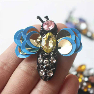 "Sparkling Lapis" Bee Patch Set (10pc) | Sequin & Rhinestone