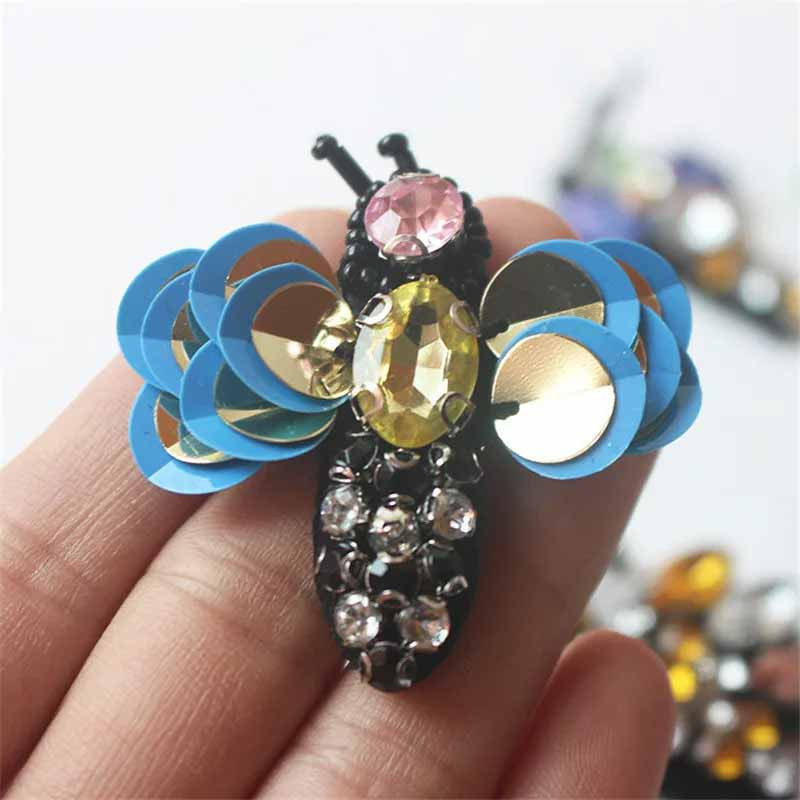 "Sparkling Lapis" Bee Patch Set (10pc) | Sequin & Rhinestone