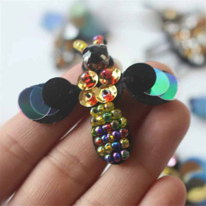 Rainbow Bee Patch 10-Pack | Cute Holographic Sew-On Applique