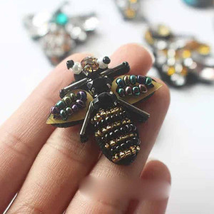 Golden Night Bee Patch (10-Pack) | Elegant Beaded Applique