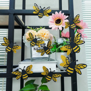 Glitter Bee Wall Stickers | Cute Gold & Black Nature Decor