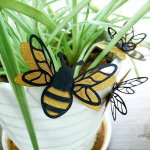 Glitter Bee Wall Stickers | Cute Gold & Black Nature Decor