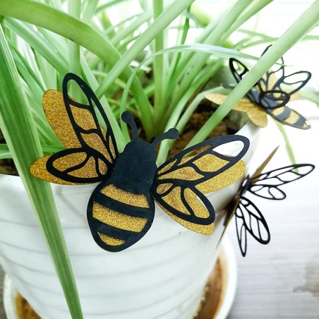 Glitter Bee Wall Stickers | Cute Gold & Black Nature Decor