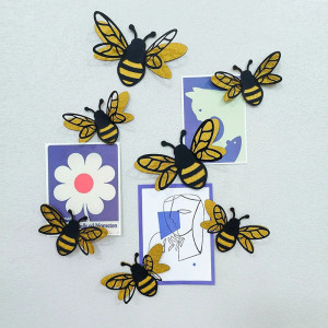 Glitter Bee Wall Stickers | Cute Gold & Black Nature Decor