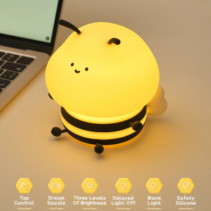 Cute Bee LED Night Light for Kids | Touch & Dimmable Lamp