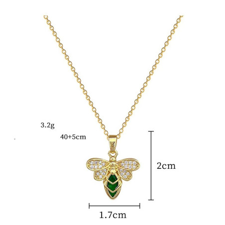 Gold & Emerald Bee Necklace | A Luminous Bee Jewelry Gift