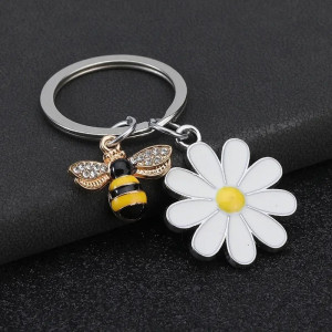 Sparkling Bee & Daisy Keychain - Cute Spring Bag Charm Gift