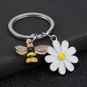 Sparkling Bee & Daisy Keychain - Cute Spring Bag Charm Gift