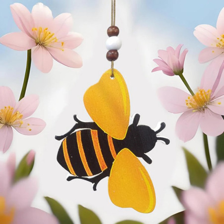Wooden Bee Wind Chime | Cute Handmade Hanging Bee Decor