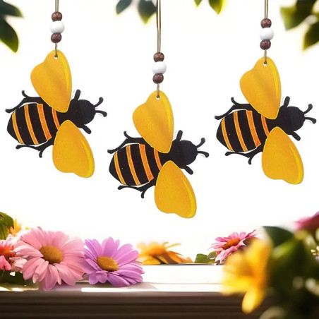 Wooden Bee Wind Chime | Cute Handmade Hanging Bee Decor