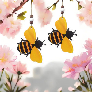 Wooden Bee Wind Chime | Cute Handmade Hanging Bee Decor