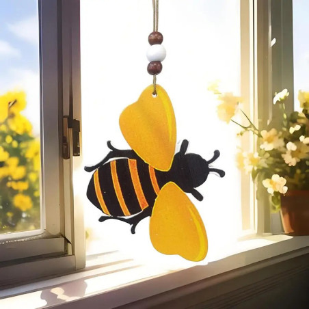 Wooden Bee Wind Chime | Cute Handmade Hanging Bee Decor
