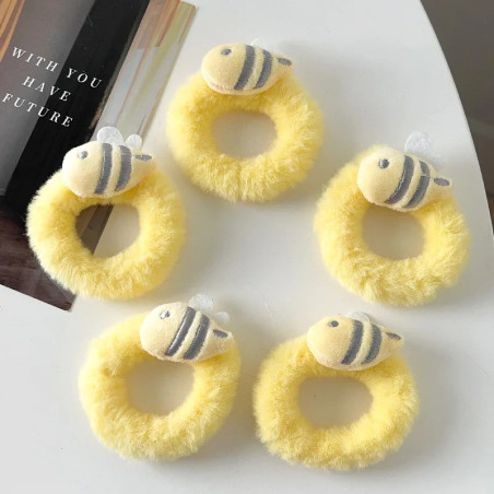 Cute Bee Plush Scrunchies (Set of 5) | Unique Hair Tie Gift