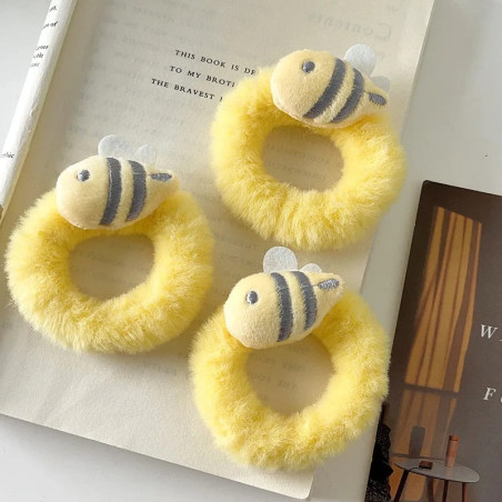 Cute Bee Plush Scrunchies (Set of 5) | Unique Hair Tie Gift