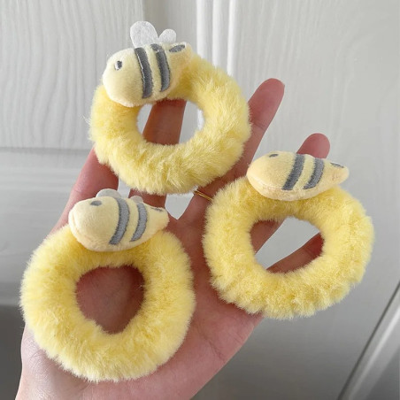 Cute Bee Plush Scrunchies (Set of 5) | Unique Hair Tie Gift