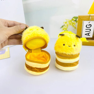 Cute Bee Plush Keychain | Kawaii Charm & Pouch | Unique Gift