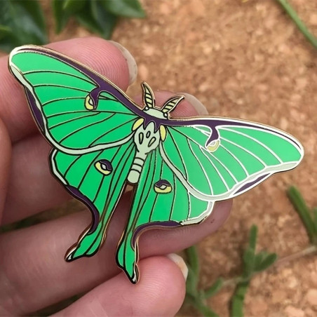 Emerald Luna Moth Enamel Pin | Cute Butterfly Jewelry Gift