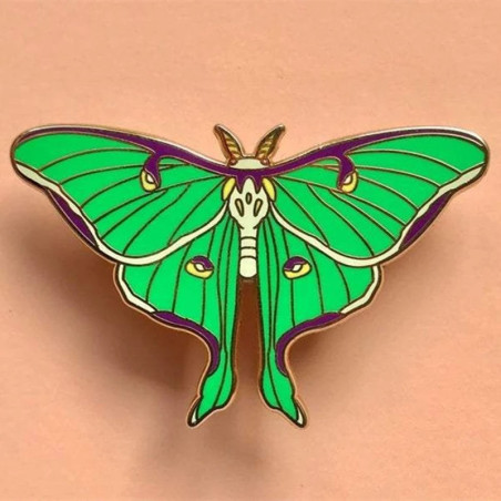 Emerald Luna Moth Enamel Pin | Cute Butterfly Jewelry Gift