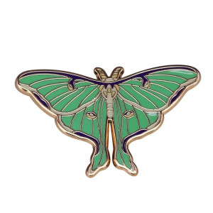 Emerald Luna Moth Enamel Pin | Cute Butterfly Jewelry Gift