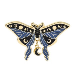 Cute Moon Phases Butterfly Enamel Pin | Celestial Jewelry