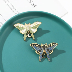 Cute Moon Phases Butterfly Enamel Pin | Celestial Jewelry