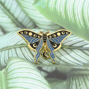 Cute Moon Phases Butterfly Enamel Pin | Celestial Jewelry