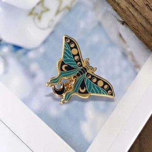 Lunar Dance Butterfly Pin | Celestial Enamel Jewelry Gift
