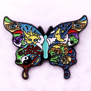 Love & Cosmos Butterfly Enamel Pin | Unique Psychedelic Gift
