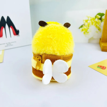 Cute Bee Plush Keychain | Kawaii Charm & Pouch | Unique Gift