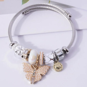 Elegant Pearl Butterfly Bracelet | Crystal Charm Jewelry Gift
