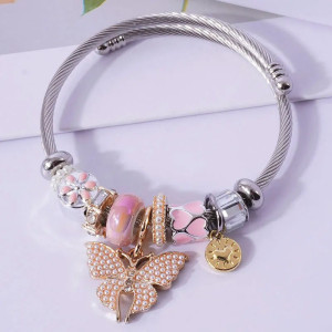 Elegant Pearl Butterfly Bracelet | Crystal Charm Jewelry Gift